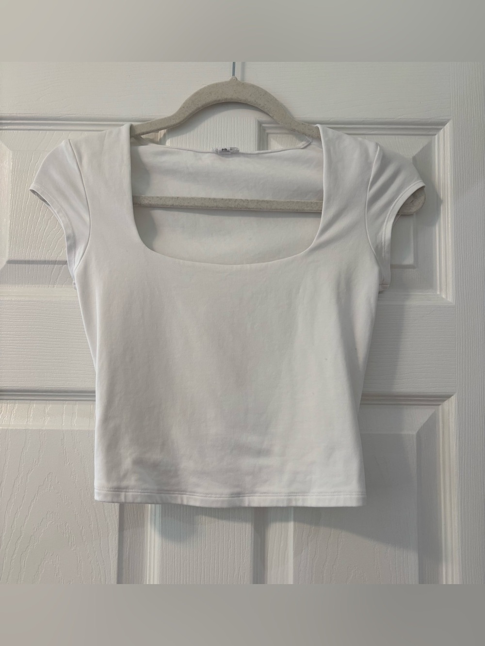 Garage White Scoop Neck Crop Tee